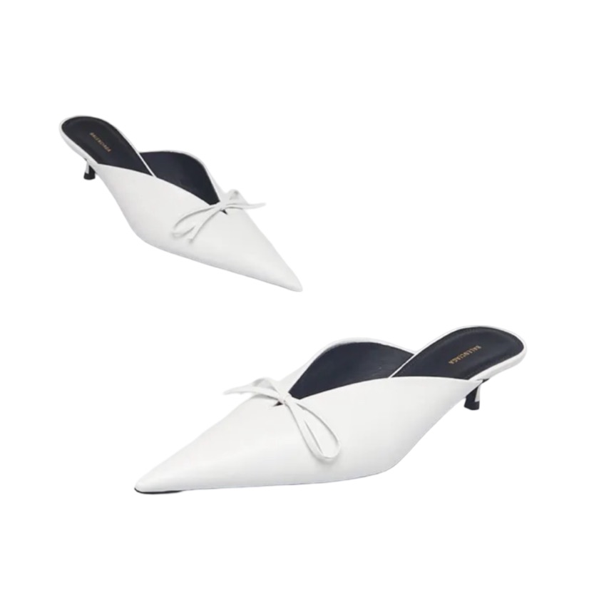 Nwt Balenciaga Leather Elegant White Mules Size 38